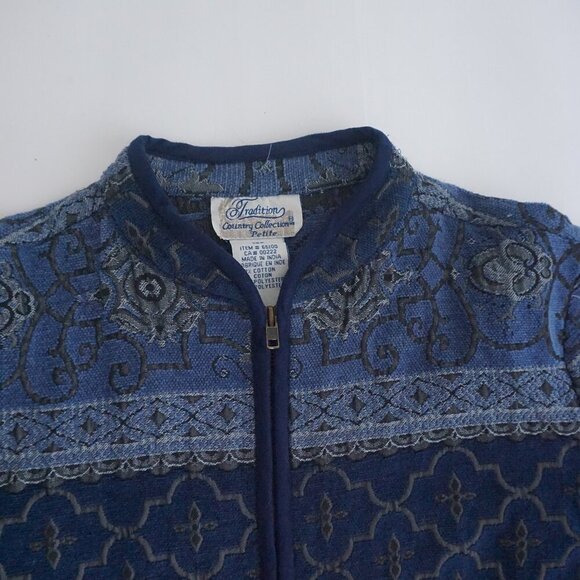 Vintage Tradition Country Navy Tapestry Zip Up Sweater Jacket 1 - Picture 10 of 10